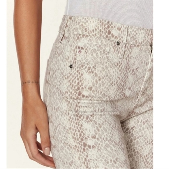 NEW Adriano Goldshmied Prima Ankle Jeans In Python Ivory Dust - Picture 4 of 11